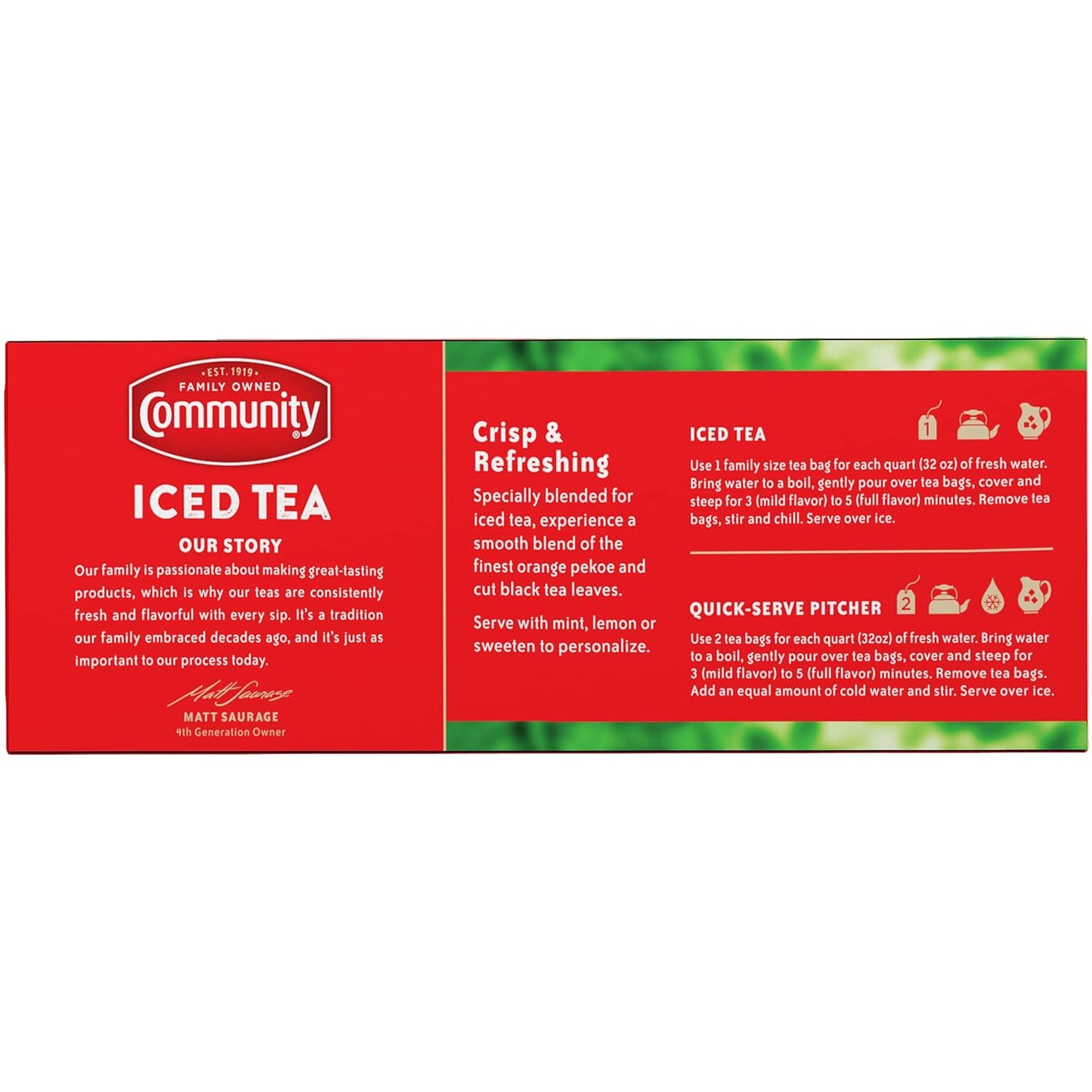 Community Coffee Decaf Tea, 24 Family Size Tea Bags (Pack of 12)