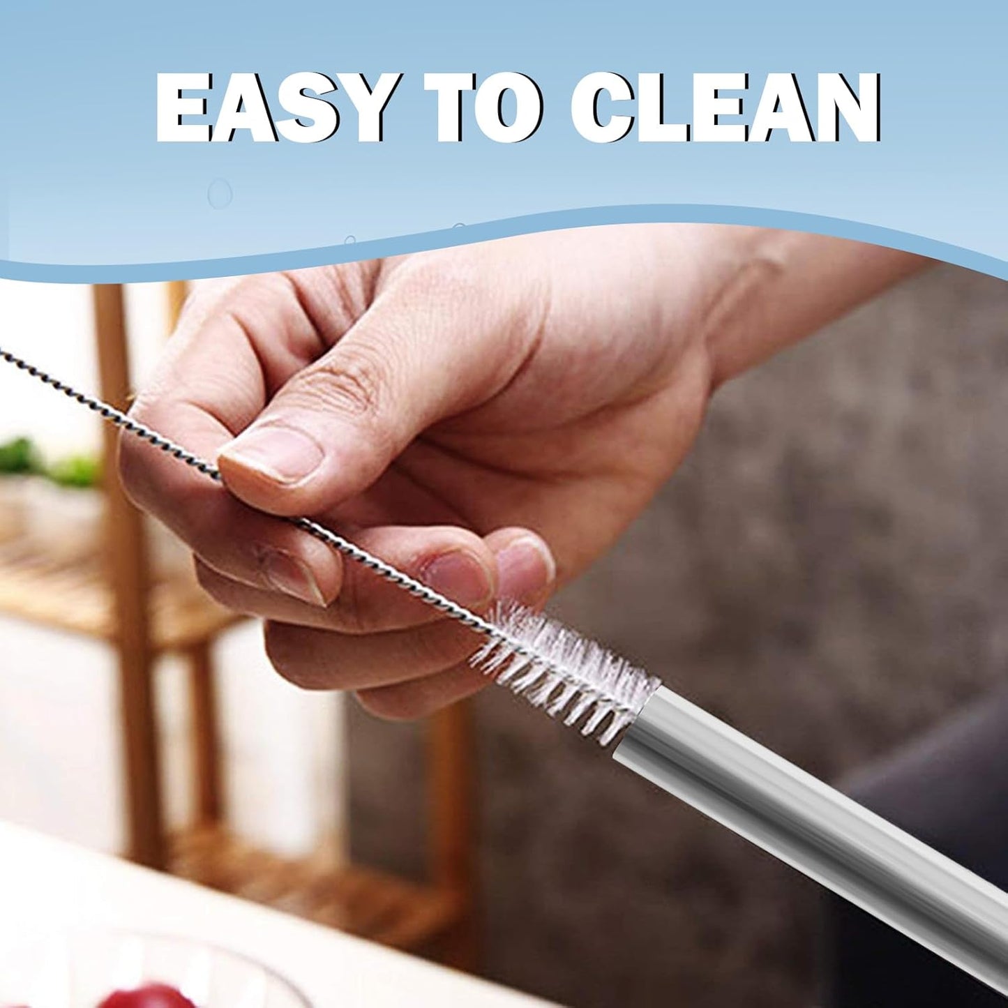 Stainless Steel Straws for Owala Insulated Bottle 40oz Tumbler 6x Metal Replacement Straws with Cleaning Brush for Owala 40oz (Stainless Steel, 3x Straight & 3x Bent)