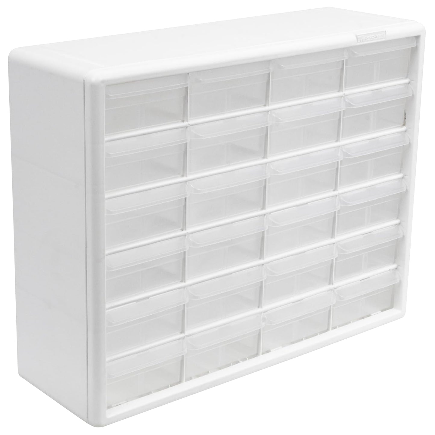 Akro-Mils 24-Drawer Plastic Drawer Storage Cabinet for Garage Organization, Bead Organizer, Building Bricks Storage, Teacher Toolbox, Makeup Organizer, 20" W x 6" D x 16" H, 10124 White