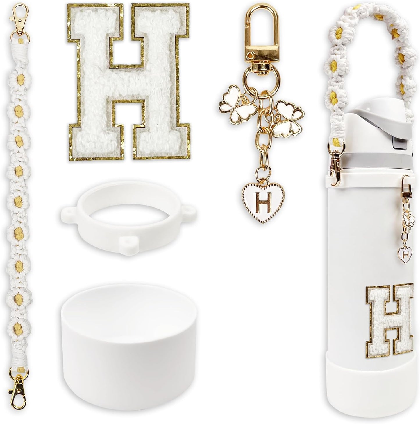 SITKOL Silicone Boot Cute Monogram Set Compatible with Owala Water Bottle 24 oz, 32 oz, 40 oz - Perfect Letter Owala Accessories for Owala Tumbler, Owala Free Sip, Pink Owala, Black Owala