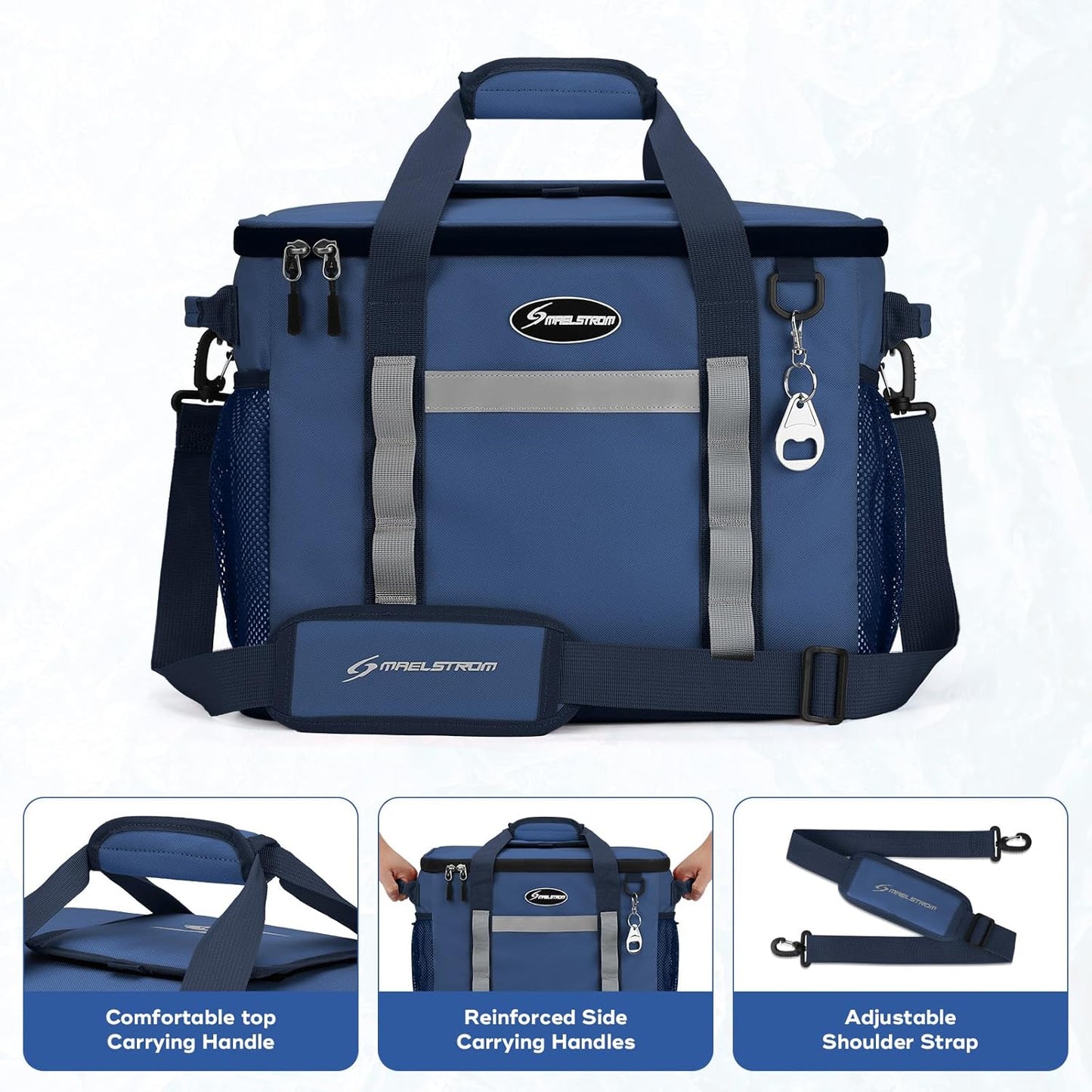 Maelstrom Collapsible Soft Cooler Bag, 24/30/60/75 Cans Beach Cooler, Ice Chest, Leakproof & Portable for Beach, Camping, Road Trips & Grocery Shopping