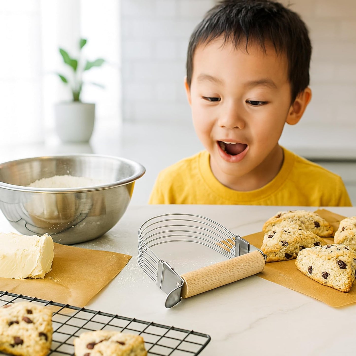 Mrs. Anderson’s Baking 6-Wire Pastry Cutter and Dough Blender, Stainless Steel with Wood Handle