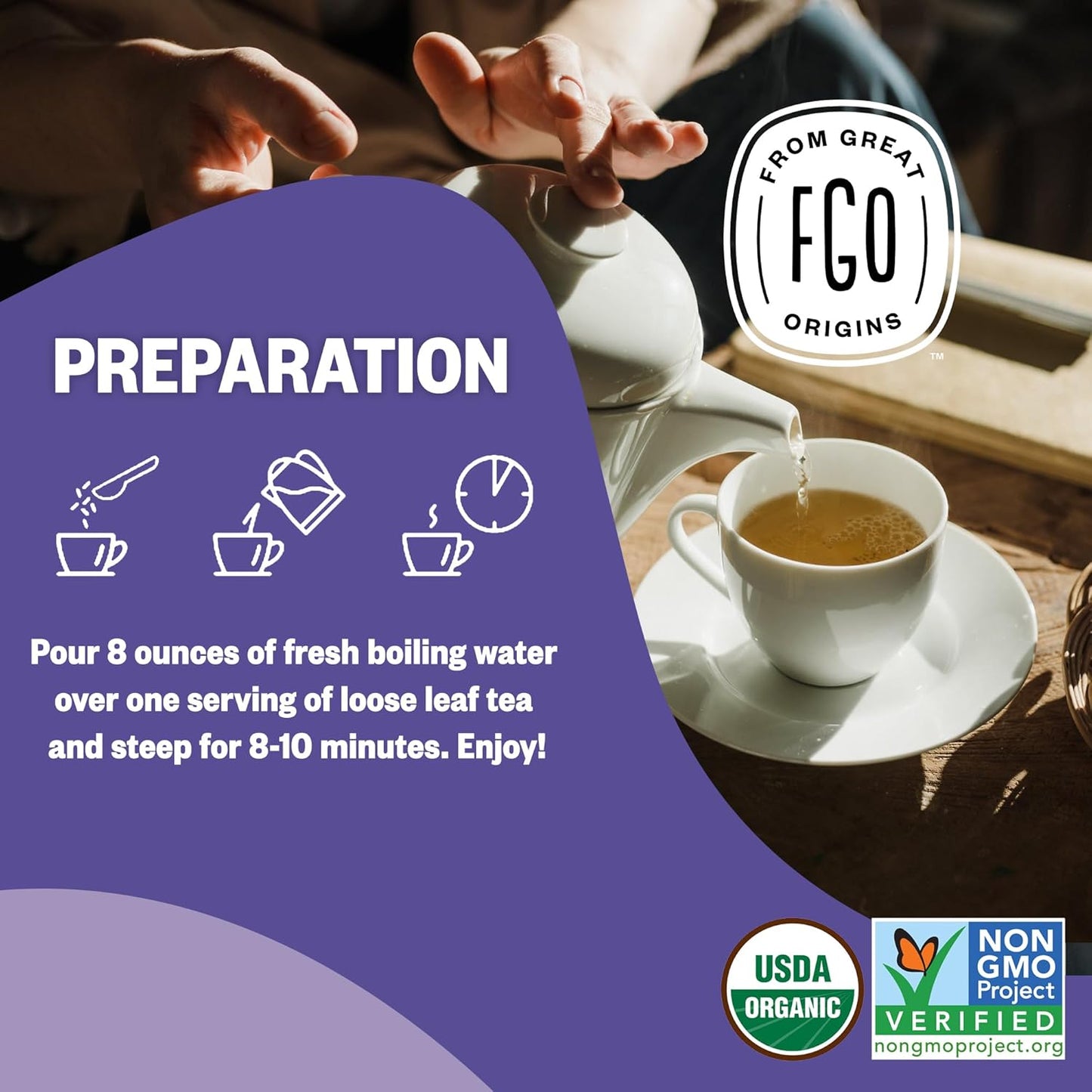 FGO Organic Dried Lavender Flowers, Extra Grade Dried Buds, Imported From France for Culinary or Sachet Bags, 16oz Bulk, Packaging May Vary (Pack of 1)