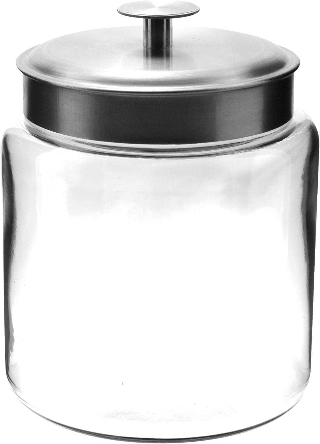 Anchor Hocking Montana Glass Jars with Fresh Sealed Lids, Brushed Metal, 96 oz (Set of 2)