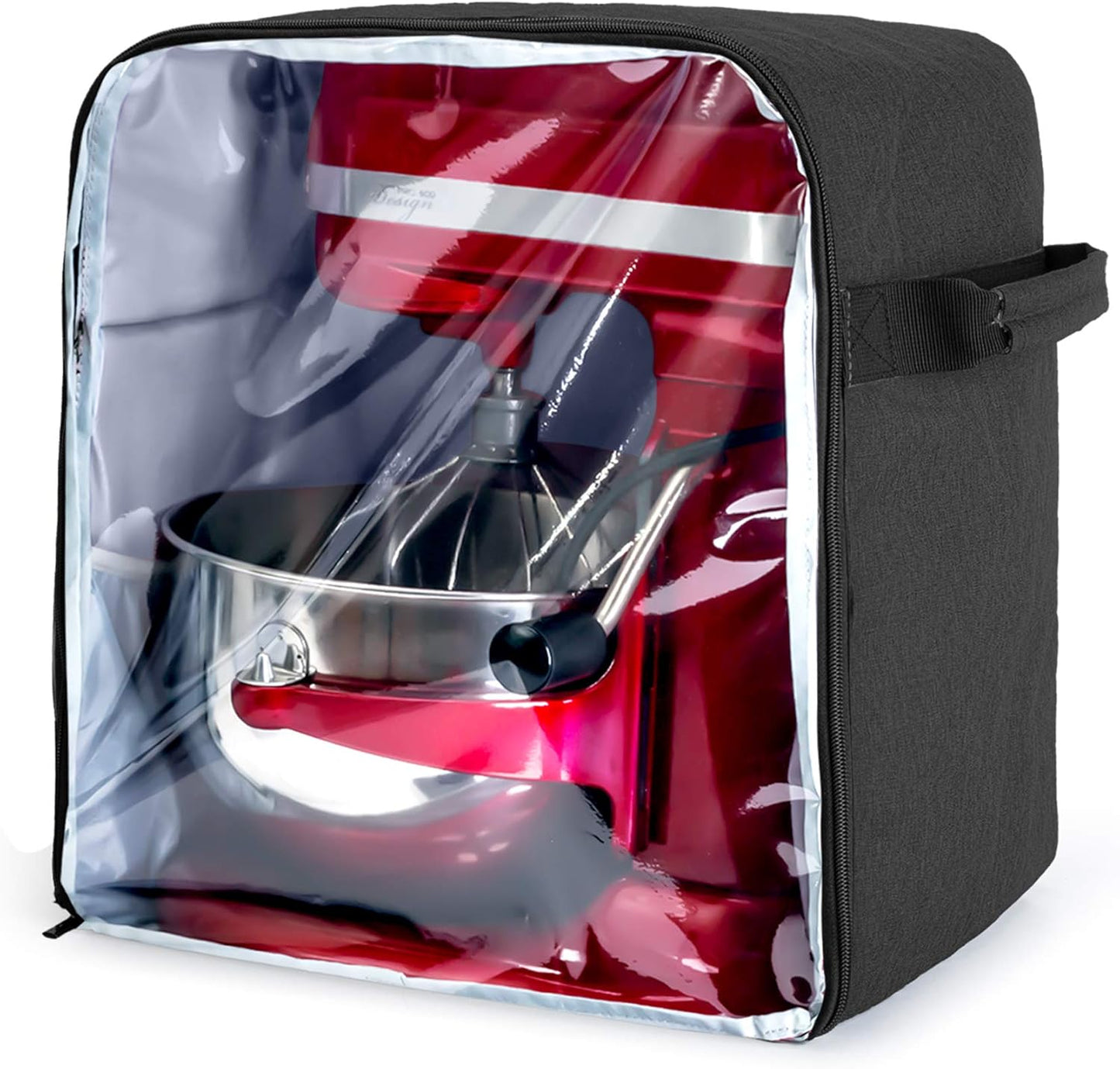 Luxja Dust Cover Compatible with 4.5-Quart and 5-Quart KitchenAid Mixers (with a Bottom Padding Pad), Dust Cover (Clear Front Panel) for Stand Mixers and Extra Accessories, Black (Patented Design)