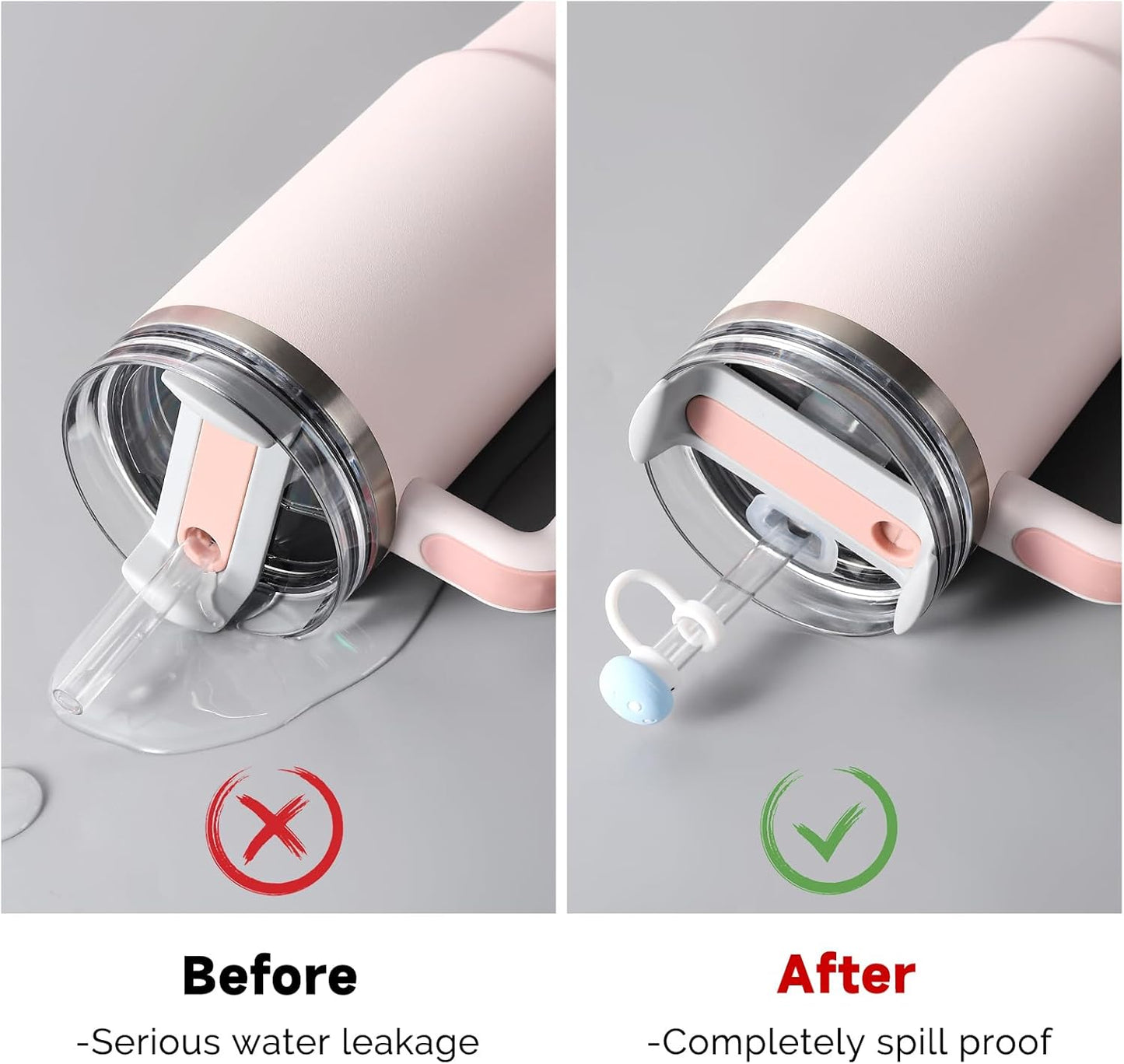 Spill Stopper Set Compatible with Stanley Cup 40oz 30oz, Cup Accessories Including Mushroom Straw Cover Cap and Leak Stopper set