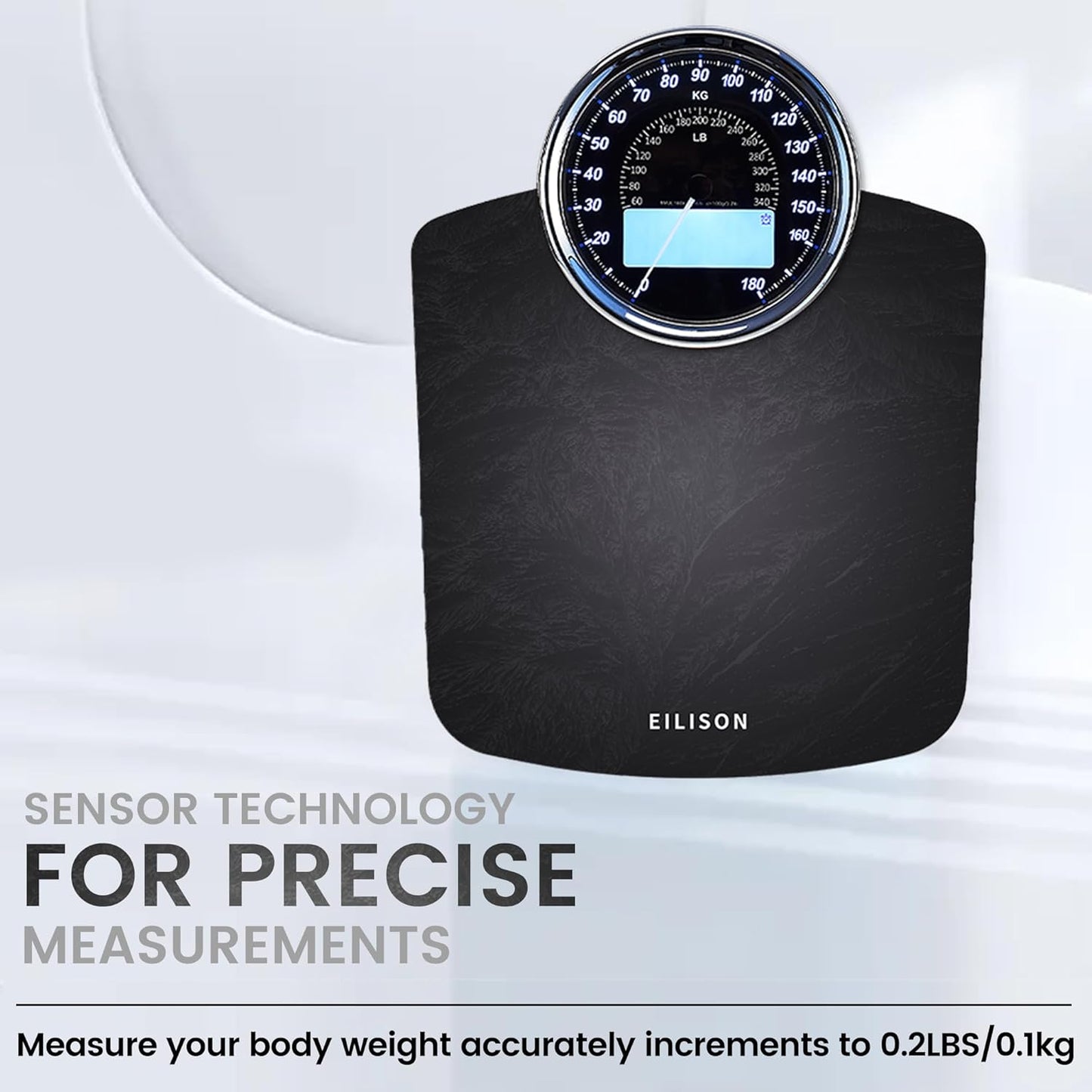 EILISON Highly Advance 2-in-1 Digital & Analog Weighing Scale for Body Weight-400lbs, 4 High Precison GX Sensor Accurate, Thick Tempered Glass, Extra Large Display (red) (New Black)