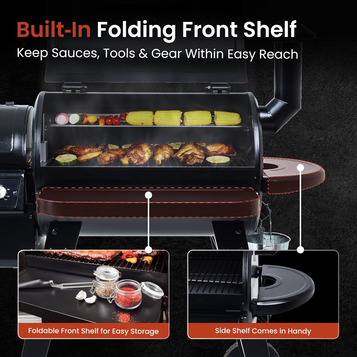 Z GRILLS ZPG-450A Wood Pellet Grill & Smoker with PID V2.1 Controller, 459 Sq in Cook Area, Meat Probe, Foldable Shelf, 8 in 1 BBQ Grill Outdoor Auto Temperature Control, Black