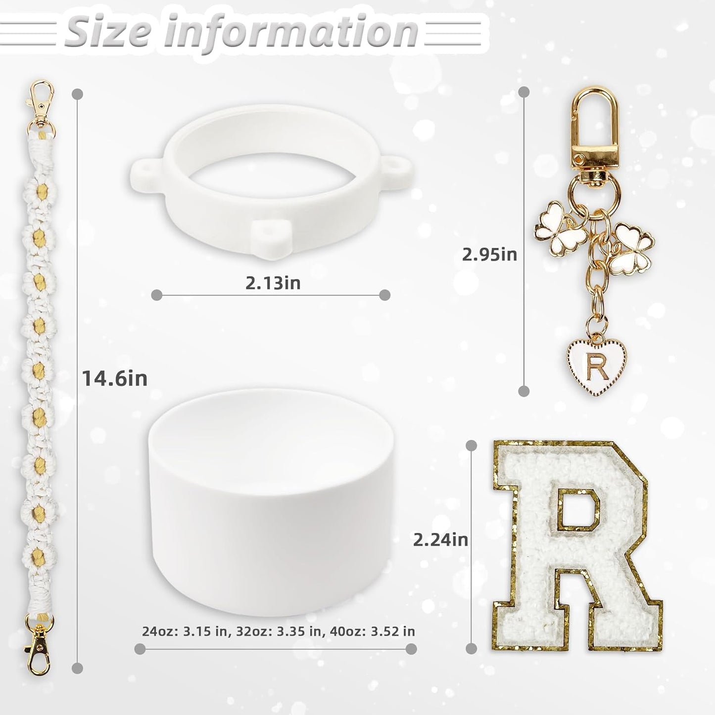 SITKOL Silicone Boot Cute Monogram Set Compatible with Owala Water Bottle 24 oz, 32 oz, 40 oz - Perfect Letter Owala Accessories for Owala Tumbler, Owala Free Sip, Pink Owala, Black Owala