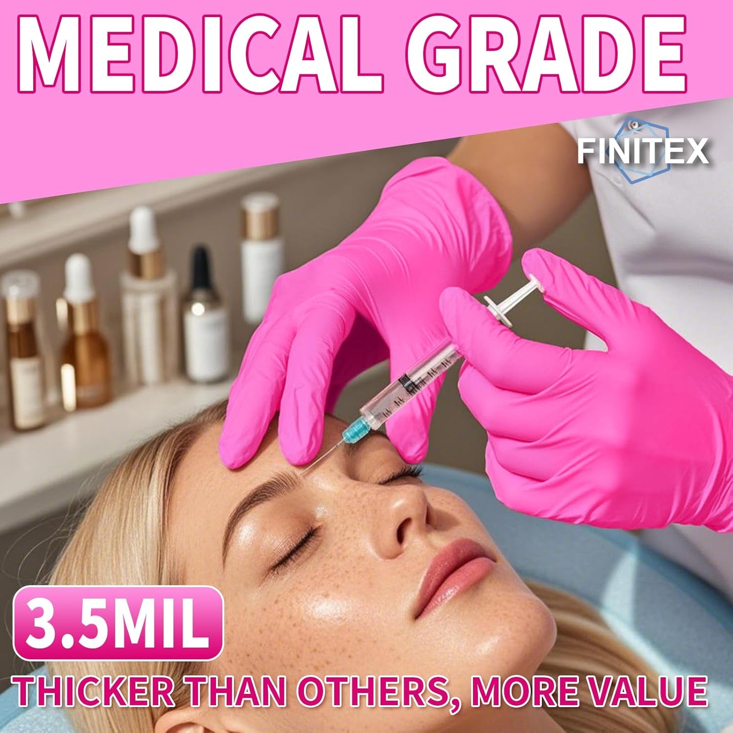 FINITEX Nitrile Disposable Latex-Free Gloves - 3.5mil 100PCS Powder-Free Latex Free Cleaning Medical Exam Food Gloves