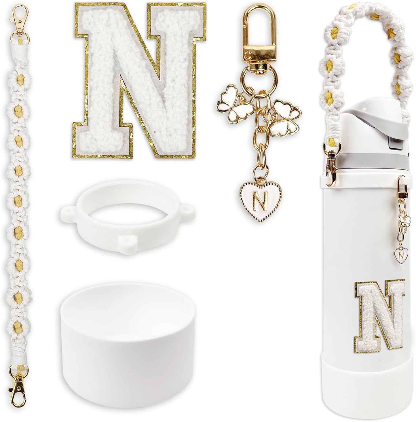 SITKOL Silicone Boot Cute Monogram Set Compatible with Owala Water Bottle 24 oz, 32 oz, 40 oz - Perfect Letter Owala Accessories for Owala Tumbler, Owala Free Sip, Pink Owala, Black Owala