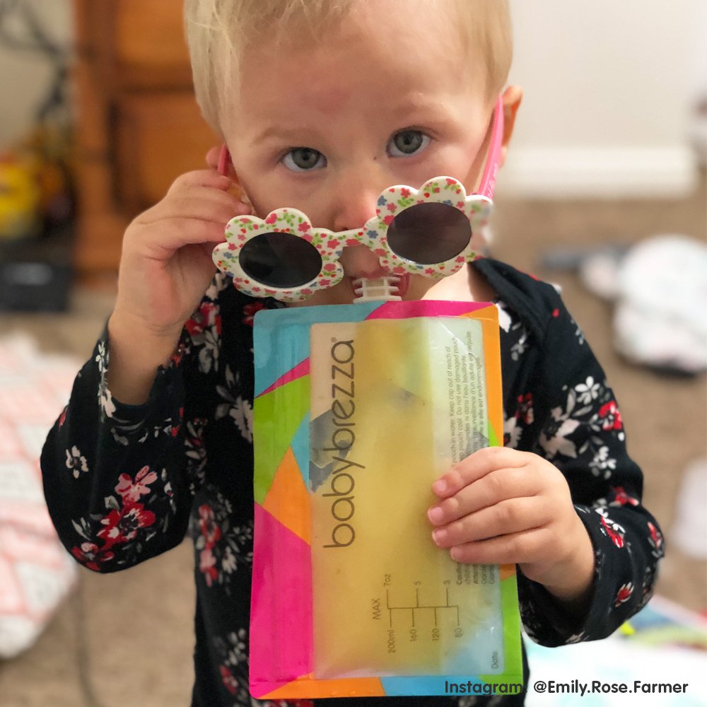 Baby Brezza Reusable Baby Food Storage Pouches, 10 Pack 7oz - Make Organic Food Puree for Kids or Toddlers and Store in Refillable Squeeze Pouches, Bulk Set is Freezer Safe & Washable