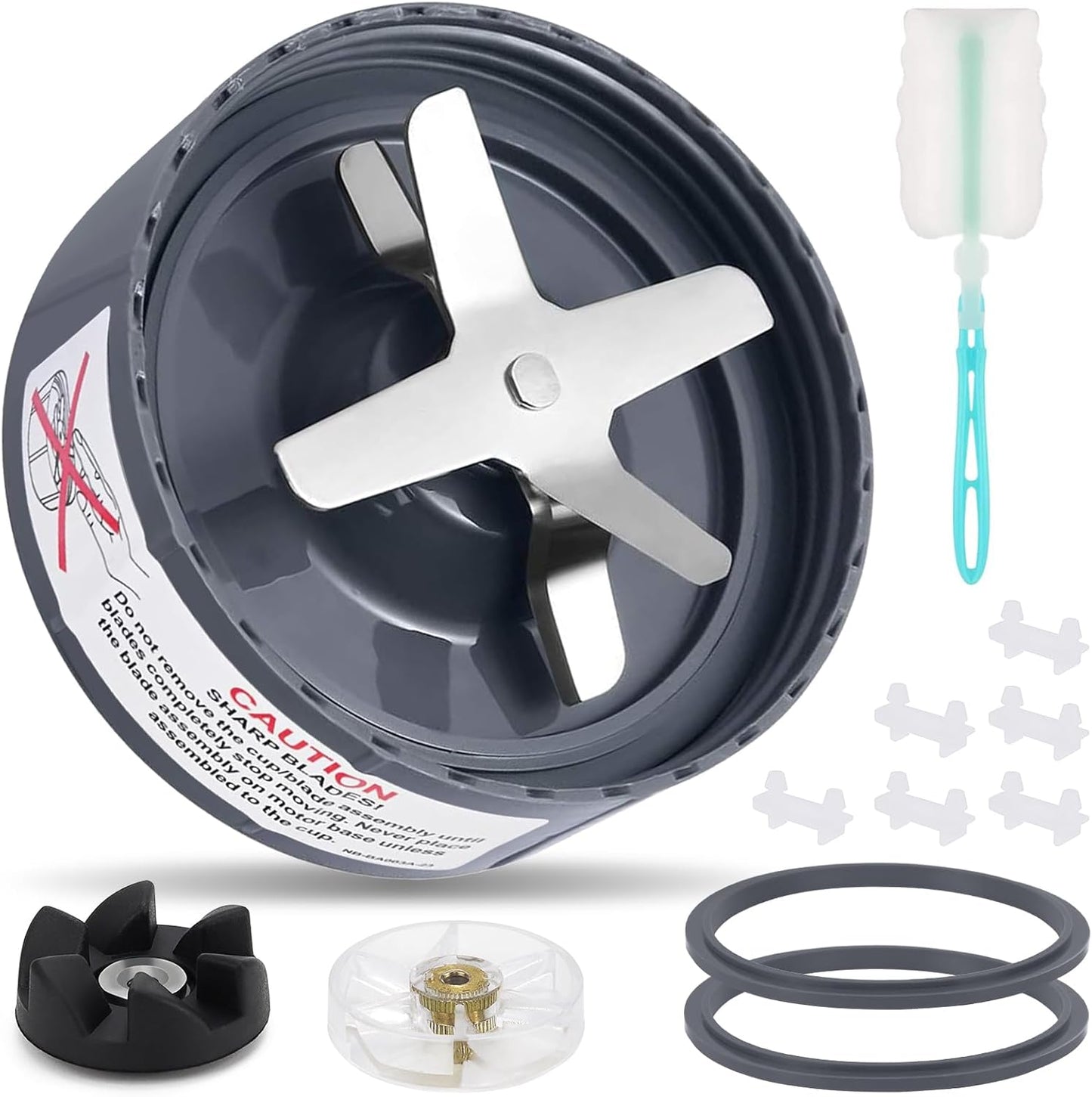 12 Pieces Blade Replacement Parts for NutriBullet Blender Extractor Cross Blade, Gear Rubber Gasket and Shock Pad Compatible with NutriBullet 600W & Pro 900W series