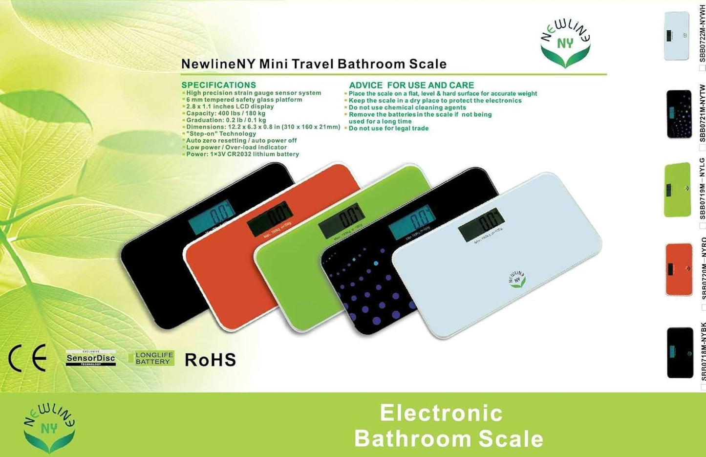 NewlineNY 700 Series Mini Travel Digital Bathroom Scales (no Sleeve) (Red)