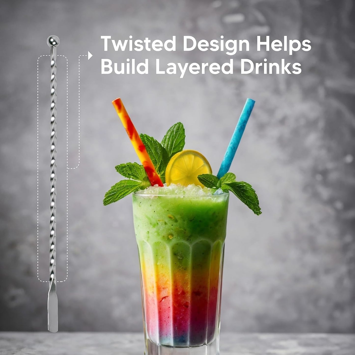 HIC Kitchen Reusable Swizzle Sticks, 18/8 Stainless Steel, Set of 5