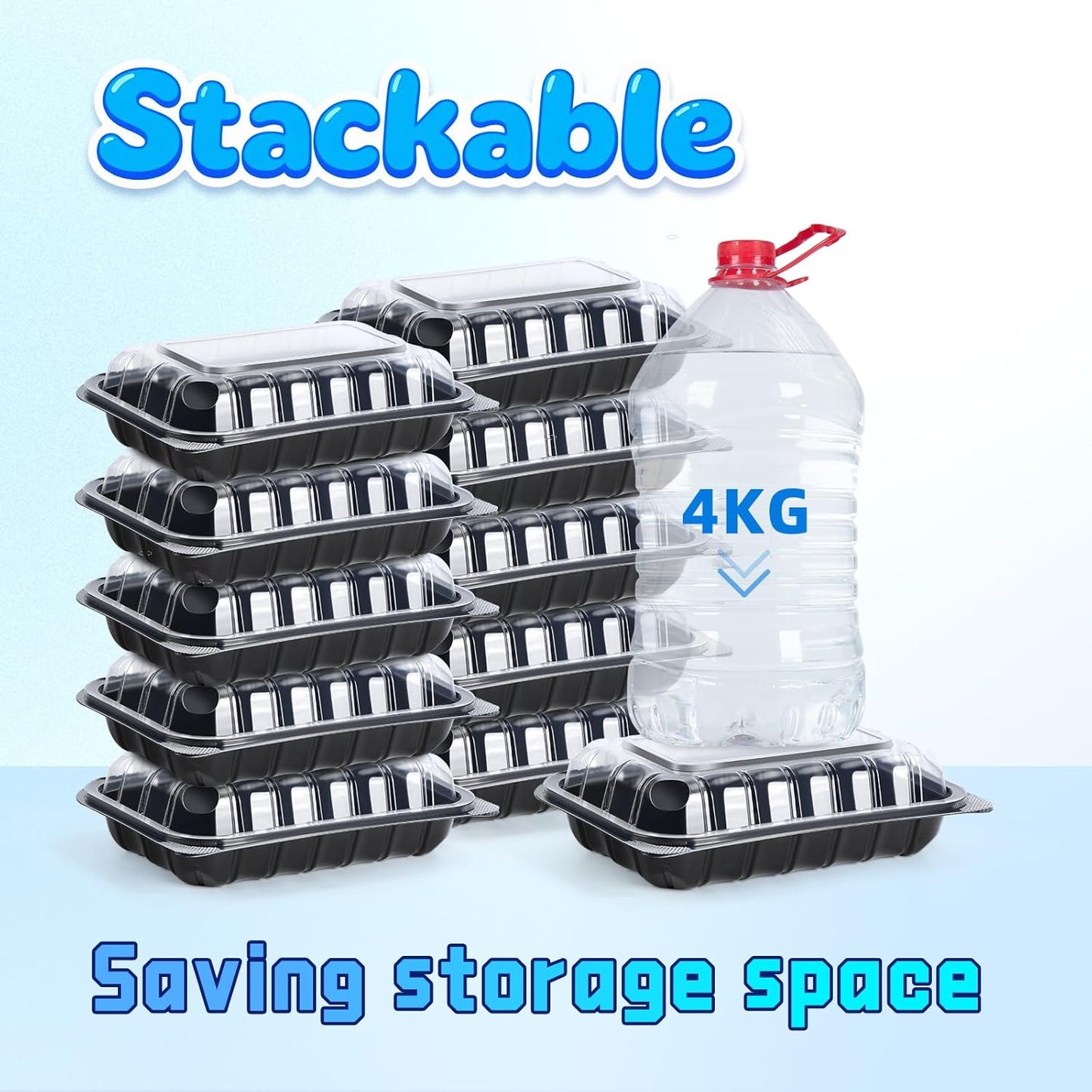 YANGRUI Food Containers 9x6 Inch 27 oz 30 Pack - Anti Fog Clear Lid for Display | BPA Free PP Plastic | Reusable Heavy Duty Freezer & Microwave Safe | Shrink-Wrap Freshness Bakery Takeout Container