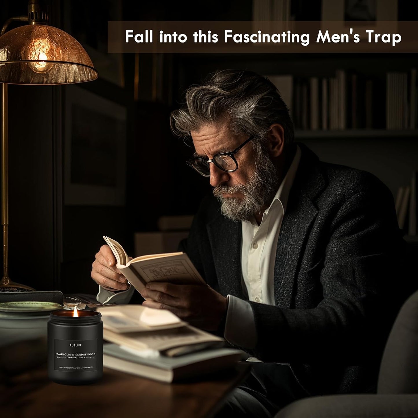 Winter Candle Gift Set for Men – 4 Pack Soy Candles with Cedar Oakmoss, Pine & Clove, Amber Patchouli, Sandalwood – Masculine Scented Candles for Home, Christmas Gift Set for Dad Fathers Day