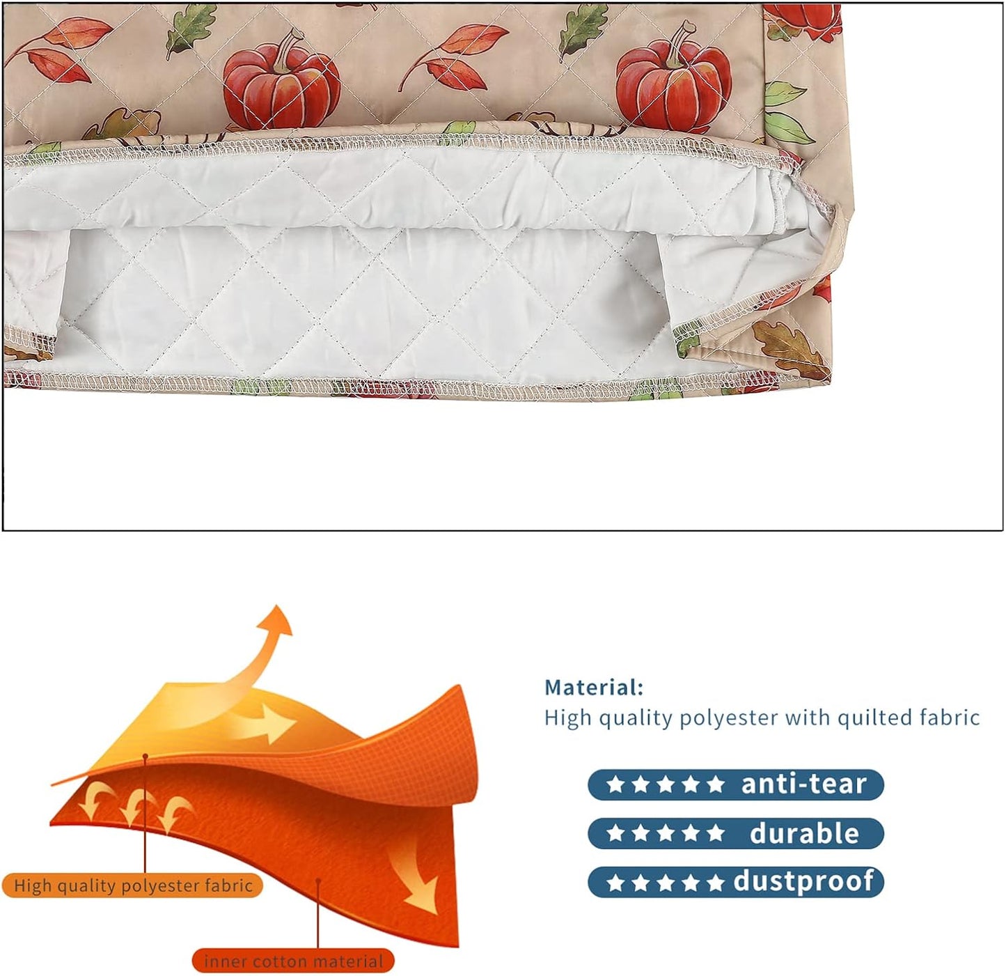 Kitchen Aid Mixer Cover,Mixer Cover with Maple Leaf Pumpkin Print Compatible With 5-8 Quart Kitchenaid Hamilton Mixers,Kitchen Aid Covers for Stand Mixer,Kitchen Aid Mixer Assecories,Fall Decor