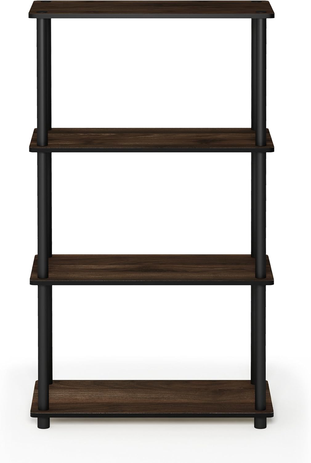 Furinno Turn-N-Tube 4-Tier Multipurpose Shelf Display Rack, Round Tubes, Columbia Walnut/Black