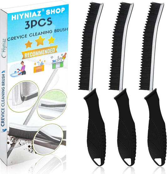 3Pcs Crevice Cleaning Brush Tool Grout Brush Cleaning Supplies, Home Essentials Bathroom Multifunctional Gap Scrub Hard Bristle Brushes for Household Use (Black Cleaning Brush-C)