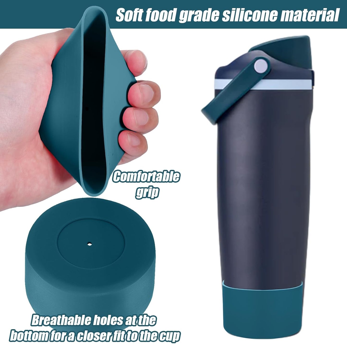 Mity rain 2PCS Protective Silicone Boots for Owala 30oz & 40oz FreeSip Sway Bottles & Tumblers - Accessories for owala, Enhances Stability & Prevents Scratches (Dark Cyan-Blue)