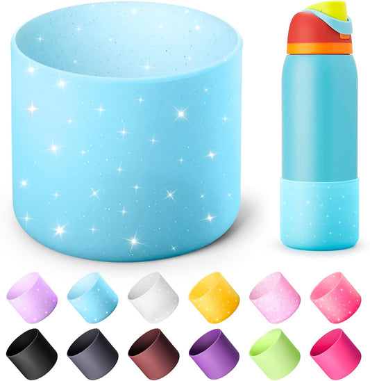 Silicone Boot for 40 oz Owala Water Bottles, Anti-Slip Protective Sleeve for Owala Twist & FreeSip & Flip Insulated Water Bottle, Boot Bottom Base (Glitter Blue)