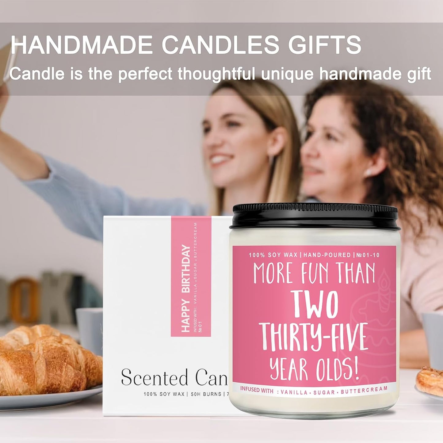 70th Birthday Gifts for Women, Perfect Birthday Present, Funny Presents for Mom, Friends, Wife, Sister, 7oz Vanilla Cream-Scented Candle