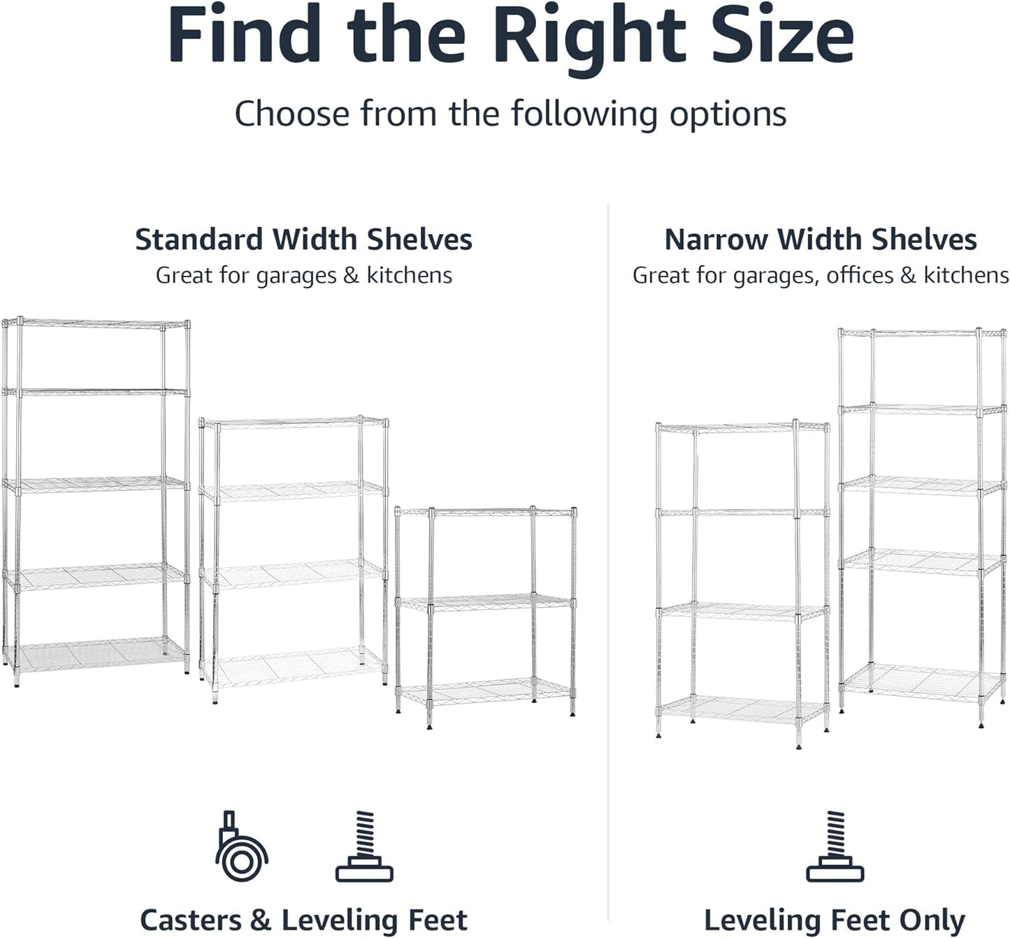 Amazon Basics 3-Shelf Adjustable, Heavy Duty Storage Shelving Unit on 2'' PP Plastic Wheel Casters, Metal Organizer Wire Rack, 23.2" L x 13.4" W x 32.75" H, Chrome