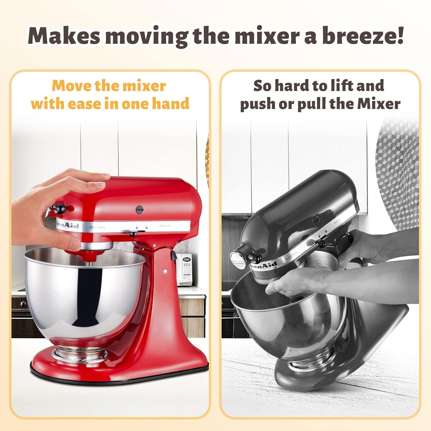 Sliding Mat for KitchenAid Mixer - Metal Mixer Mover Slider Mat Compatible With KitchenAid 4.5-5qt Tilt-Head Stand Mixer, Mixer Sliding Tray