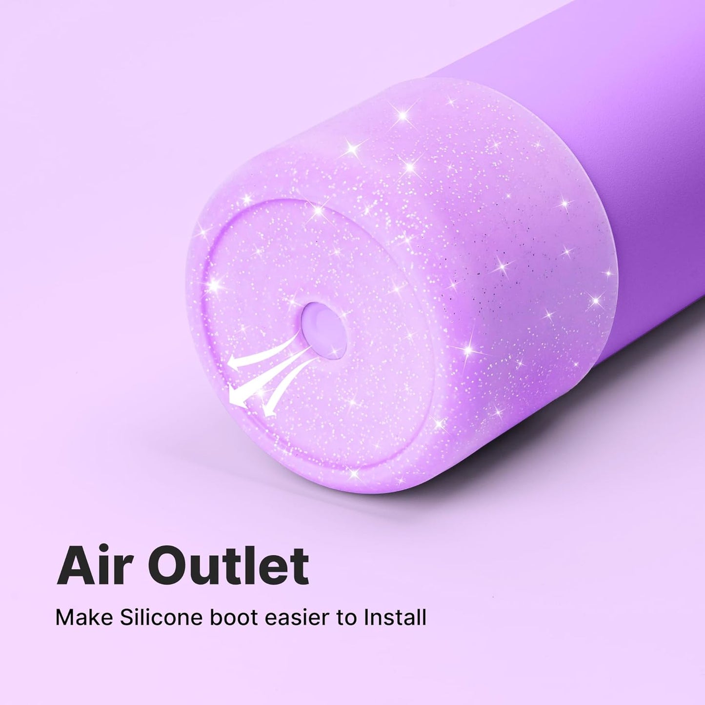 Silicone Water Bottle Boot for Owala 32 oz, Anti-Slip Protective Sleeve for Twist, FreeSip & Flip Stainless Steel Bottles, Bottom Base (Glitter Purple)