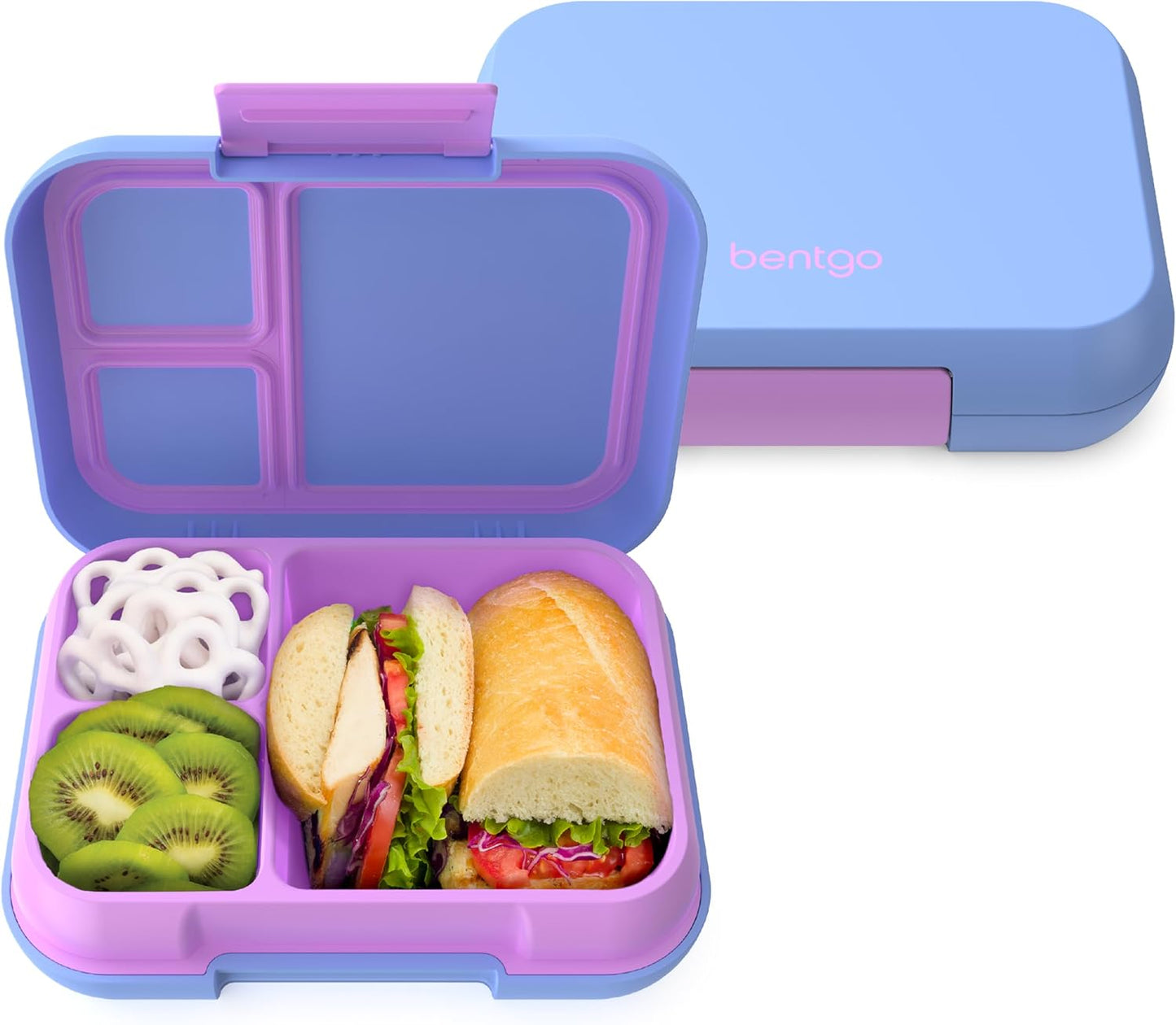 Bentgo Pop - Leak-Proof Lunch Box & Removable Divider for Ages 8+ & Teens - Lunch Container Holds 5 Cups of Food; 3-4 Compartments; Microwave/Dishwasher Safe; 2 Year Warranty (Periwinkle/Pink)