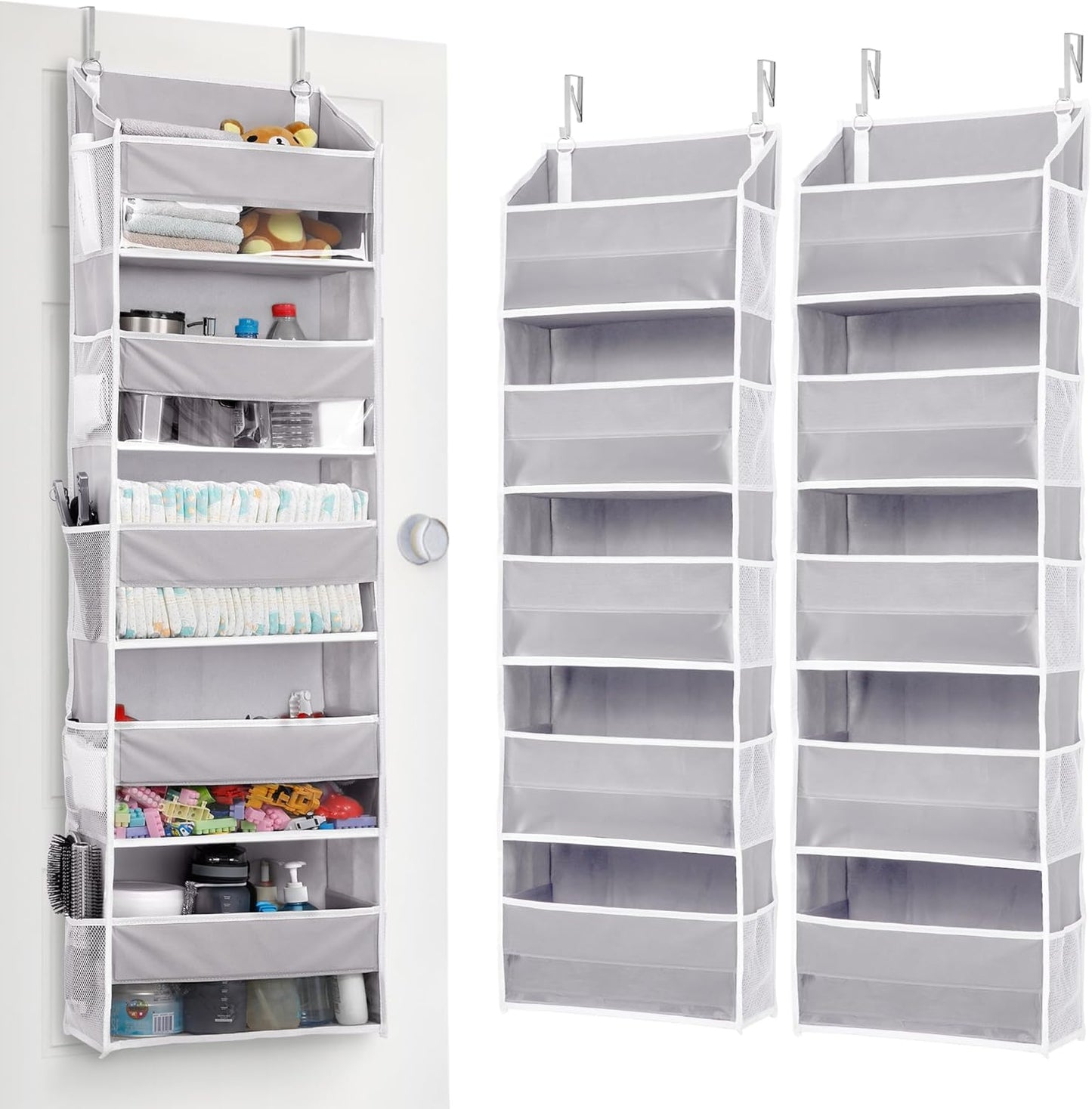 ULG 2 Pack 5-tier Over the Door Organizer Light Gray