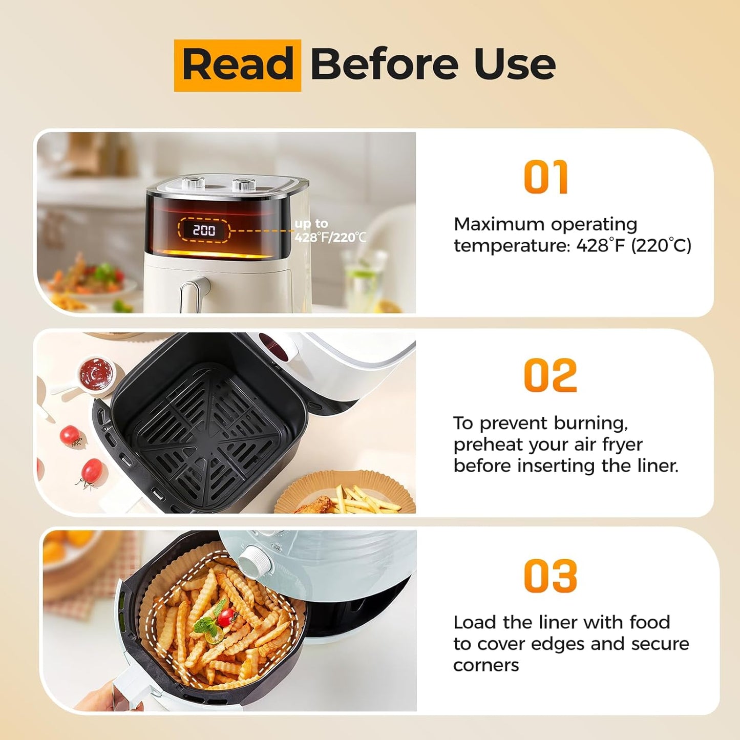 250 Pcs 8" Square Air Fryer Liners Disposable, Unbleached Parchment Paper Liners for Airfryer Basket, Non-Stick & Leakproof Baking Paper for Oven Roasting