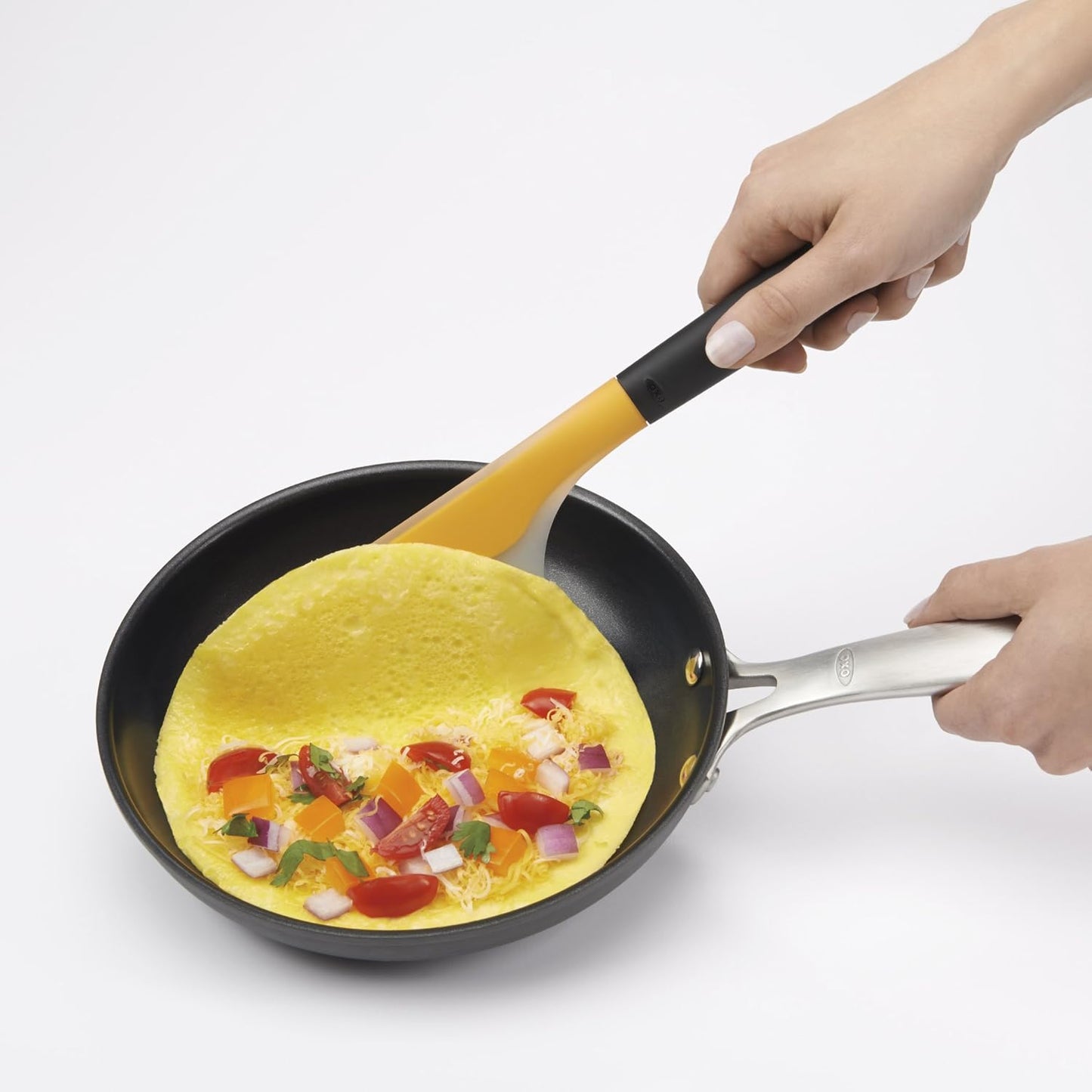 OXO Good Grips Small Flip and Fold Silicone Omelet Turner, Yellow/Black (Pack of 2)