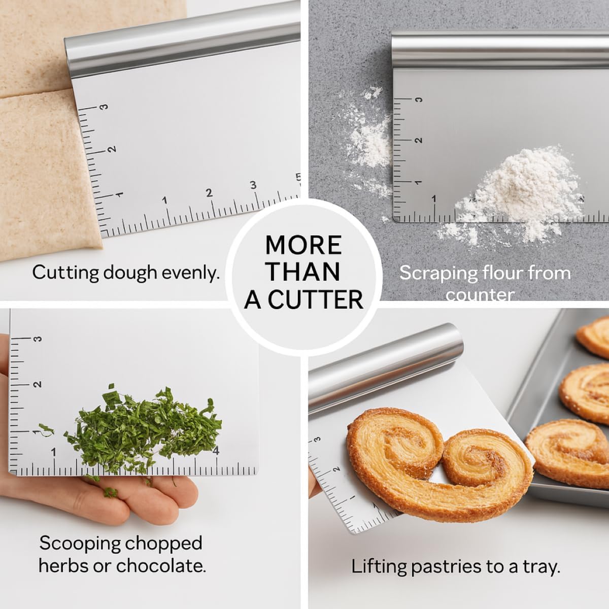 Mrs. Anderson's Baking Pastry Dough Cutter Scraper with Measurements, Stainless Steel