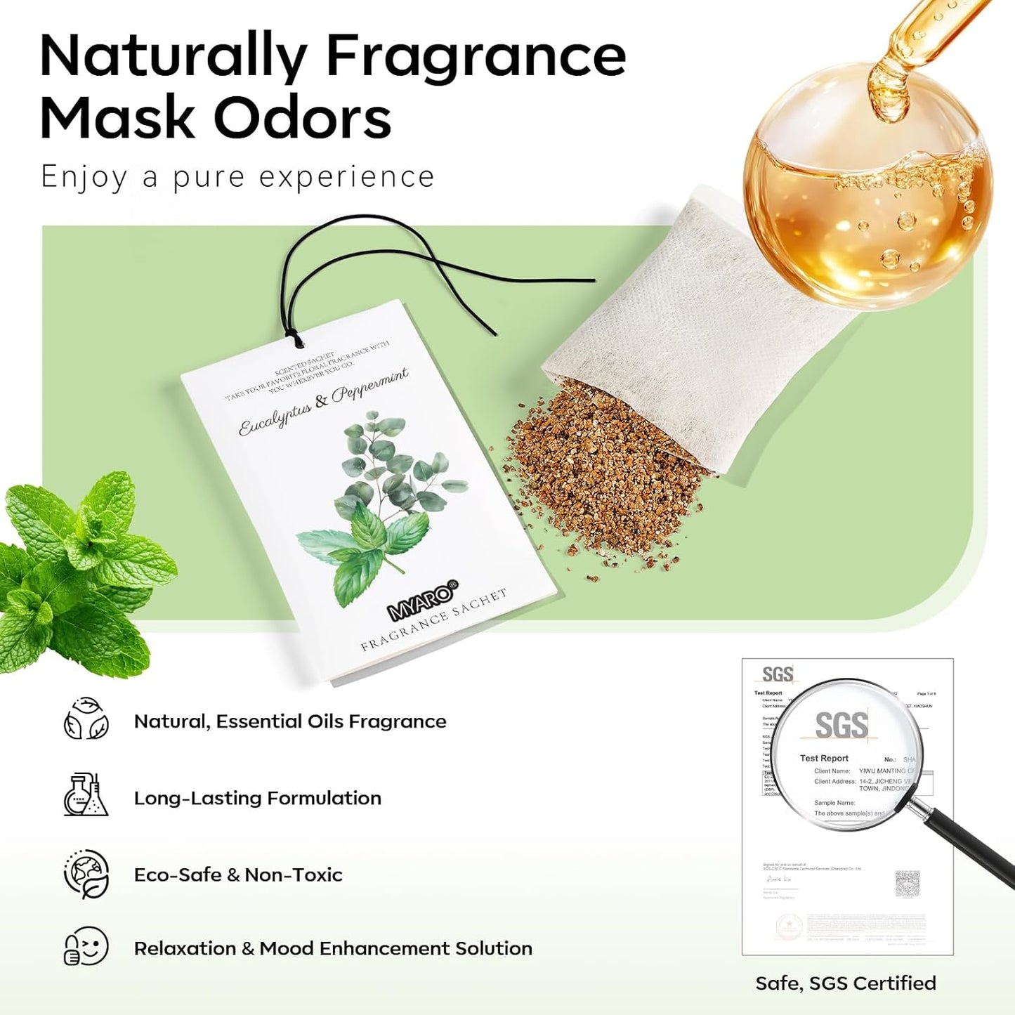 MYARO 12 Packs Eucalyptus Mint Scented Sachets for Drawer and Closet, Long-Lasting Closet Sachet Bags Drawer Deodorizers Fresh Scents, Home Fragrance Air Freshener