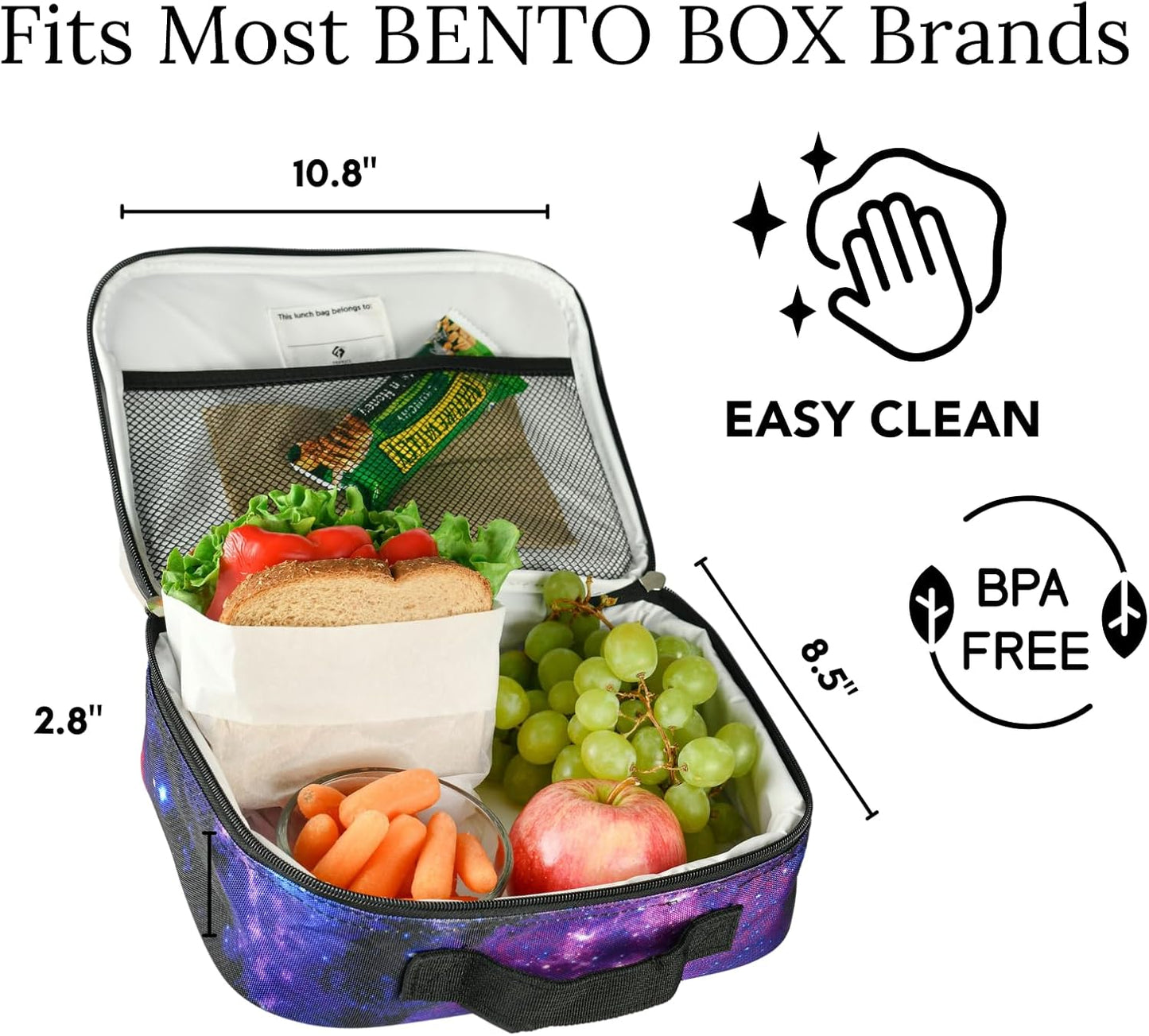 Fenrici Tie Dye Lunch Box for Boys, Girls, Kids Insulated Lunch Bag for School, Soft Sided Compartments, Spacious, BPA Free, Food Safe,10.8in x 8.5in x 2.8in, Tie Dye, Blue