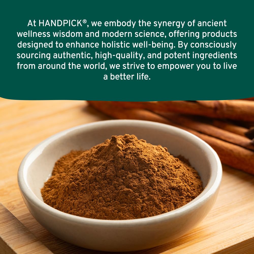 HANDPICK, Cinnamon Powder (397g/14oz) Non GMO, Gluten Free, 100% Raw, Sourced from South India, For Cooking, Smoothies, Lattes, Tea, Packed in Resealable Ziplock Pouch