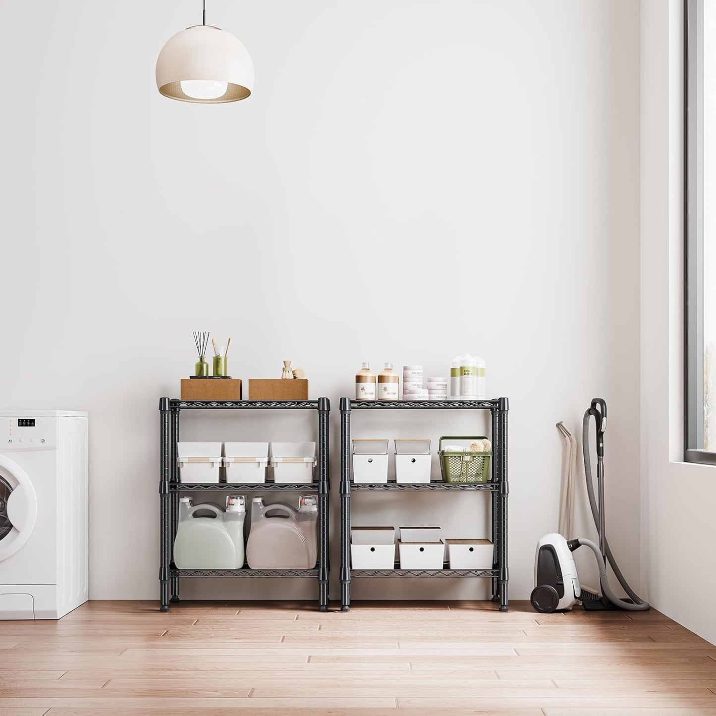 750 lbs 3 Tier Shelf Metal Storage Shelves Wire Rack Closet Organizers for Garage Kitchen Bathroom Laundry Black 11.8" D x 25.6" W x 31.5" H