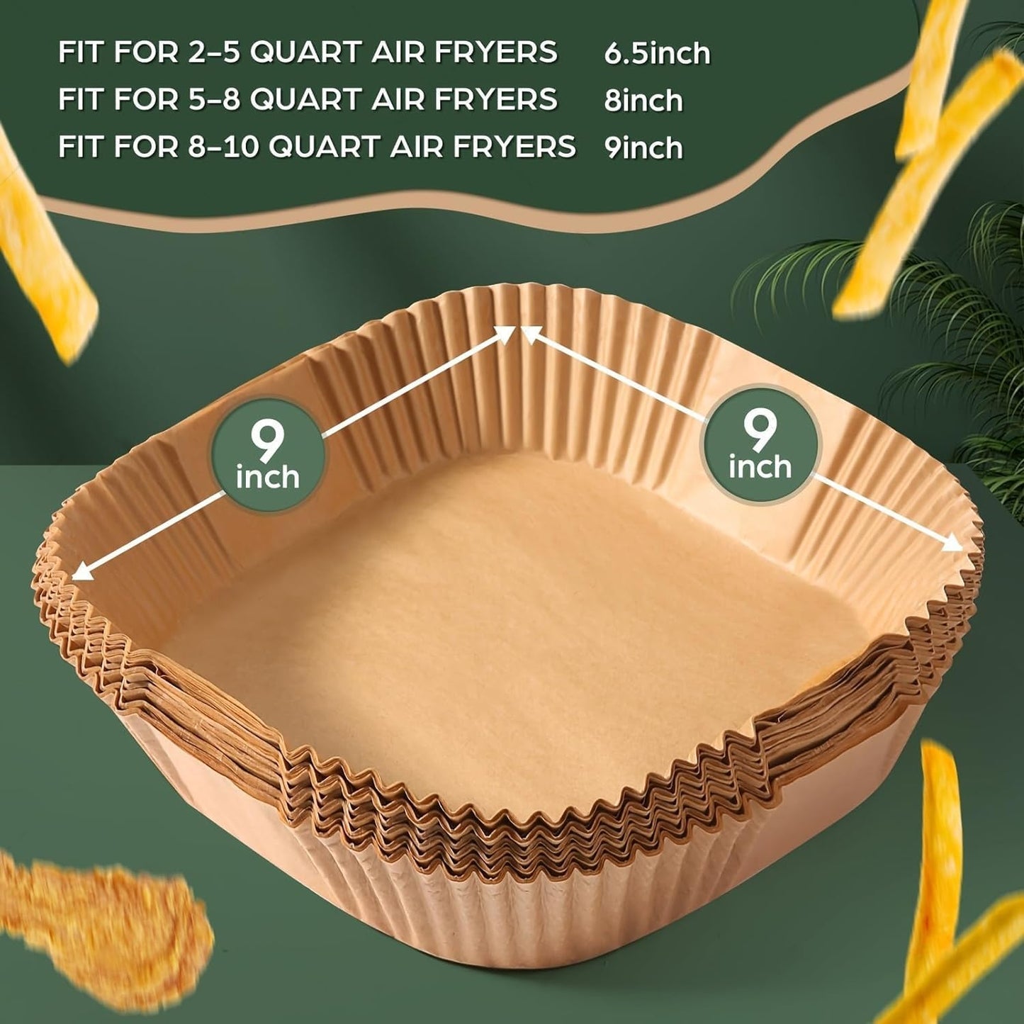 Air Fryer Paper Liners Disposable: 200Pcs 9 Inch Special Square Liners for Air Fryer, Grease and Water Proof Non Stick Basket Parchment Paper