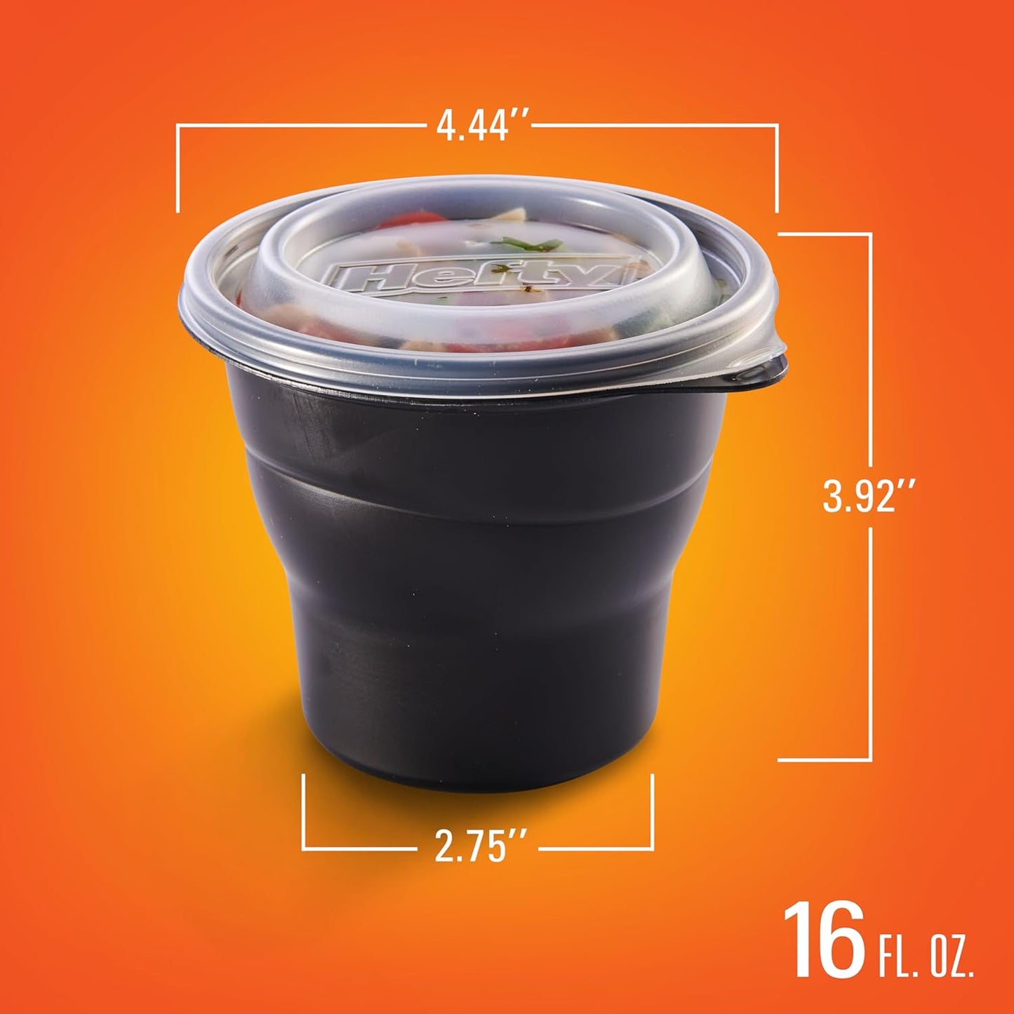 Hefty Multi-Purpose Black Plastic Cups with Lids, Reusable To Go Cups with Lids, Holds Food and Drink, Fits Most Car Cup Holders, Leak-Resistant Lid, Microwave & Dishwasher Safe, 4 Count (Pack of 6)