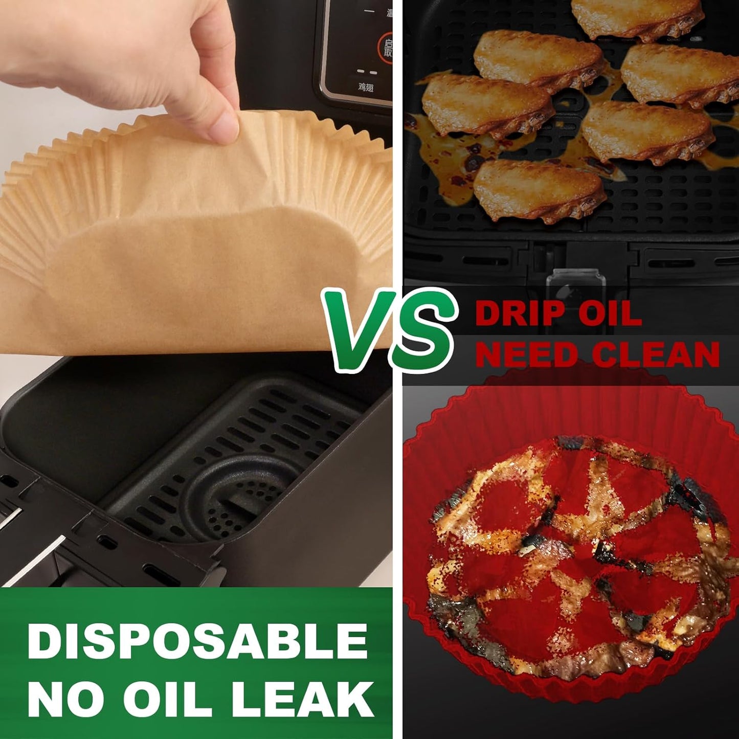 Air Fryer Liners Disposable, 200 pcs Rectangle Air Fryer Parchment Paper Sheets Air Fryer Accessories for Ninja SL401 DoubleStack XL 2-Basket Air Fryer, S006S02