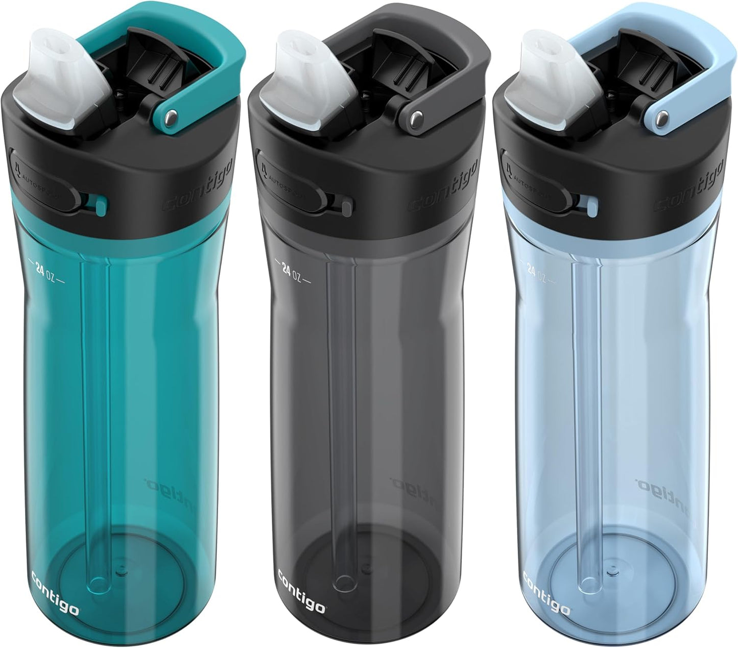 Contigo AUTOSPOUT Water Bottle, 24 oz | Leakproof Design | Juniper/Sake/Glacier | Pack of 12