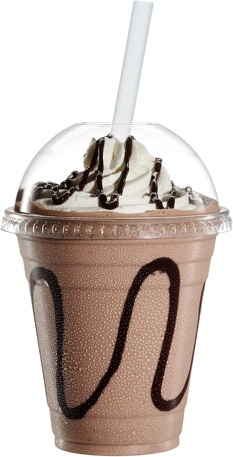 GUSTO [12 oz. - 50 Count Clear Plastic Cups With Dome Lids - Perfect for Smoothies, Milkshakes, and To-Go Beverages (Formerly Comfy Package)
