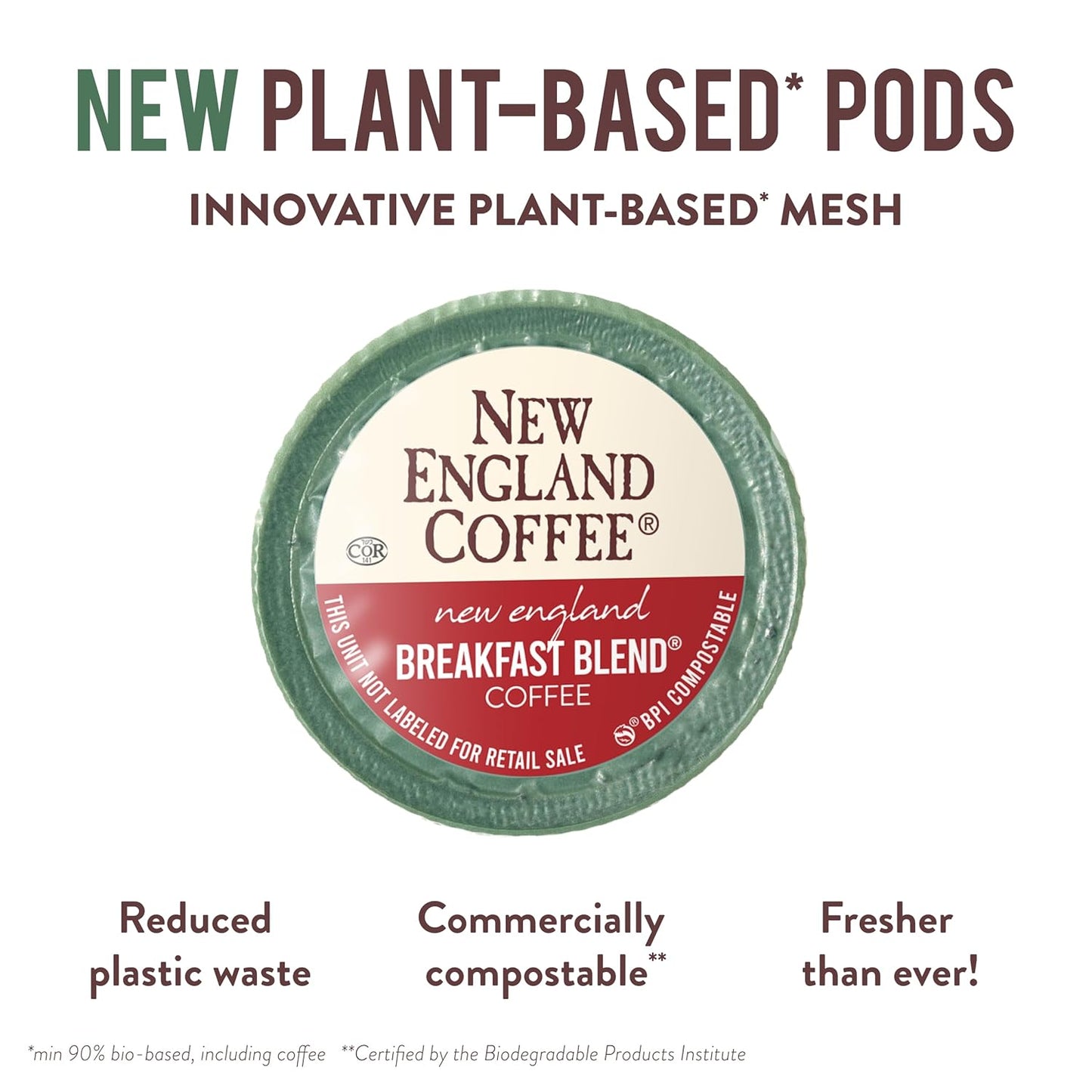 New England Coffee Breakfast Blend Medium Roast Single Serve Pods, 32ct Box (Pack of 1)