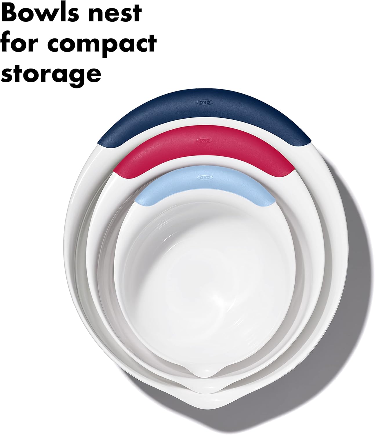 OXO,plastic Good Grips 3-Piece Mixing Bowl Set – Blueberry, Jam & Seltzer Handles,4.7 LITERS, Large