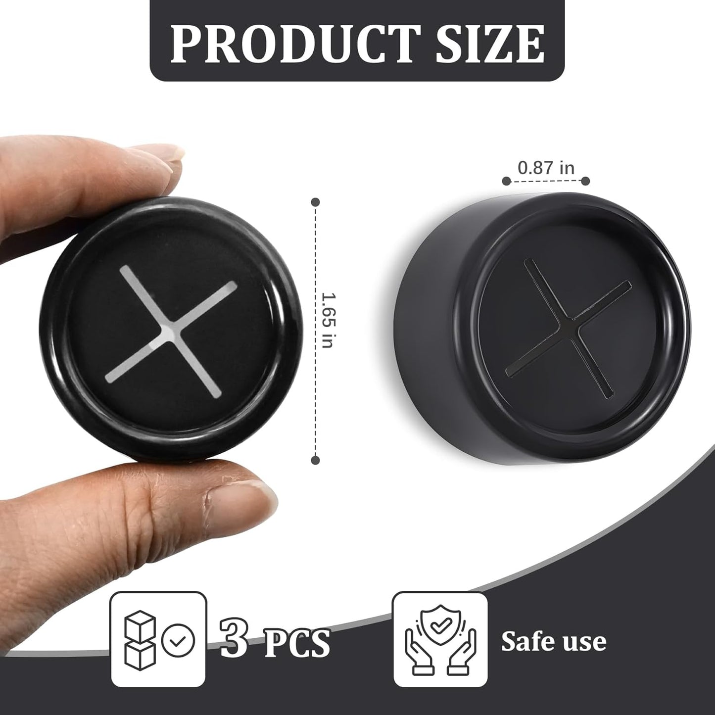 3 Pieces Kitchen Towel Hooks Round Adhesive Dish Towel Hook Premium Chrome Finish & Easy Installation Wall Mount Hand Towel Hook Ideal as Bathroom, Shower or Outdoor Towel Holders (Black)