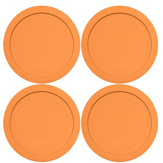 Lids for Pyrex and Anchor Round Glass Containers (4-Cups, Orange-4PK)
