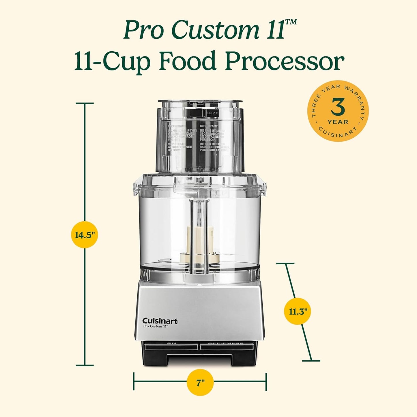 Cuisinart Food Processor, Pro Custom 11 Cup, Brushed Chrome, DLC-8SBCYP1