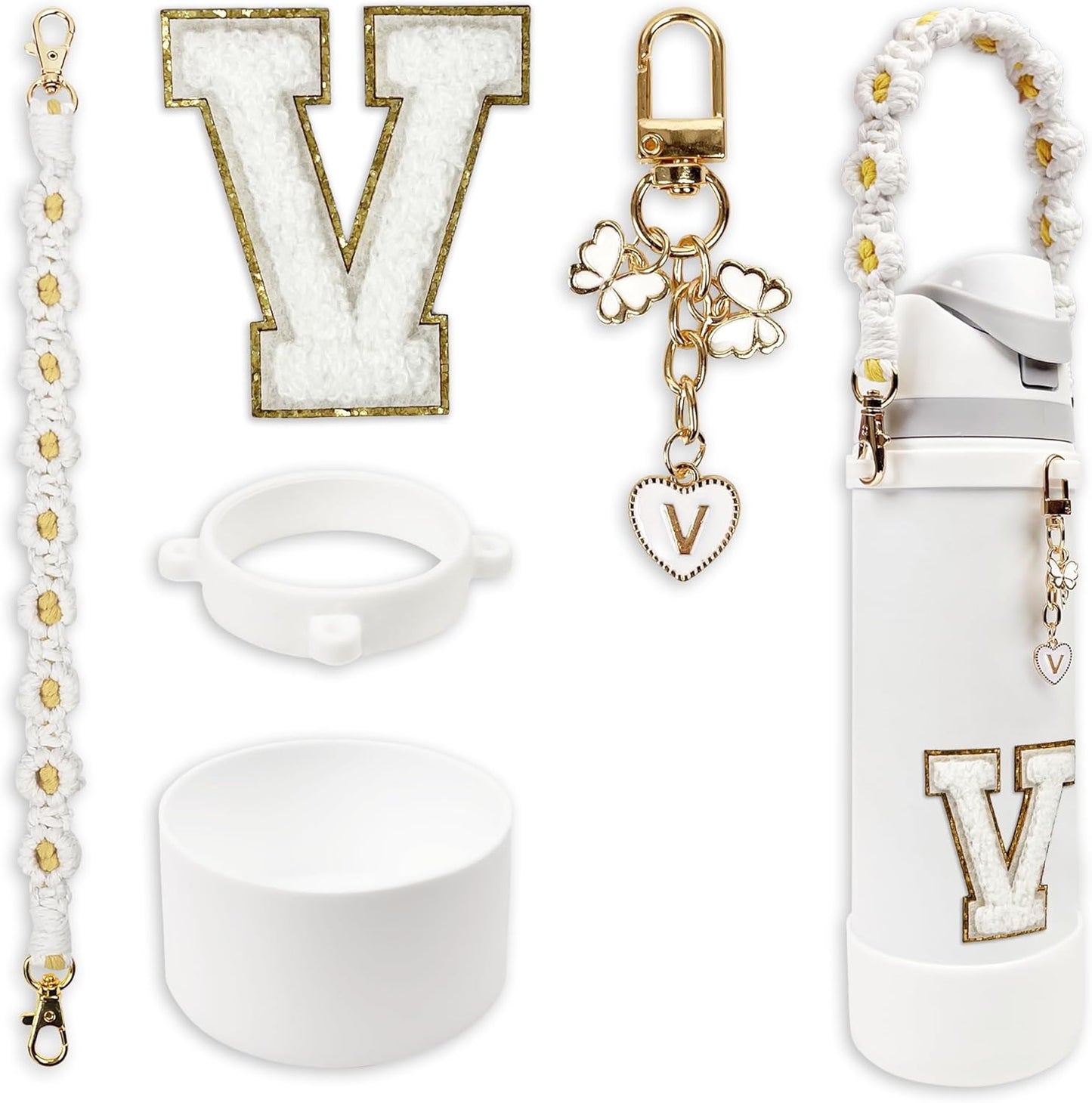 SITKOL Silicone Boot Cute Monogram Set Compatible with Owala Water Bottle 24 oz, 32 oz, 40 oz - Perfect Letter Owala Accessories for Owala Tumbler, Owala Free Sip, Pink Owala, Black Owala